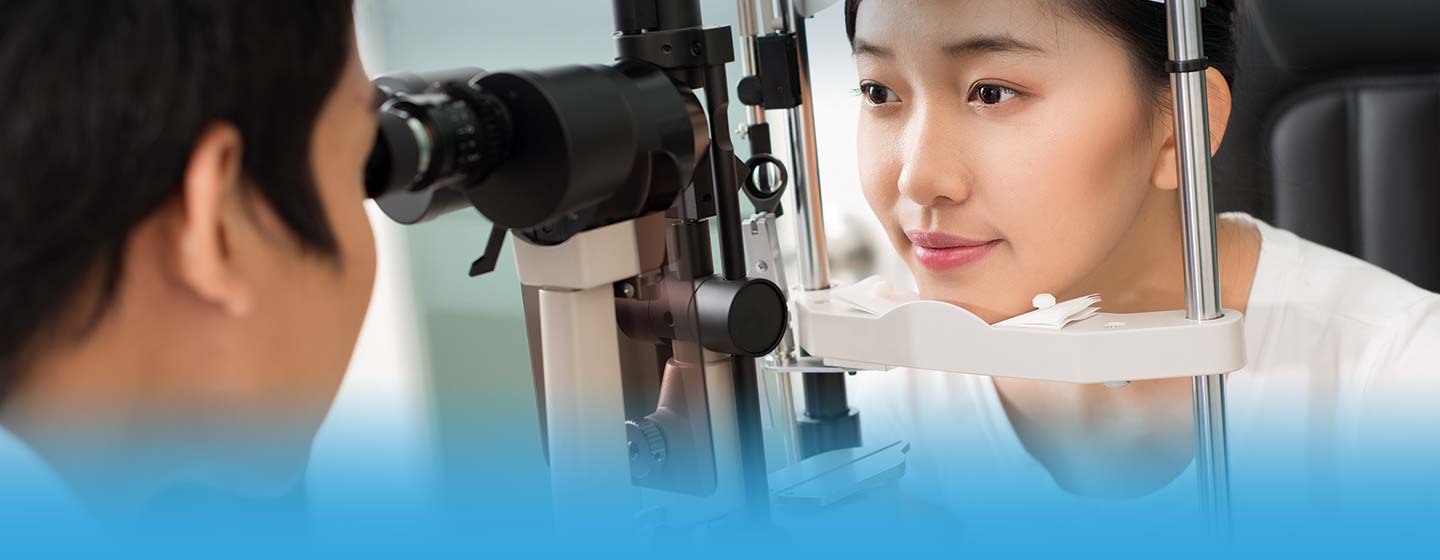 Woman having her eyes examined by an eye doctor