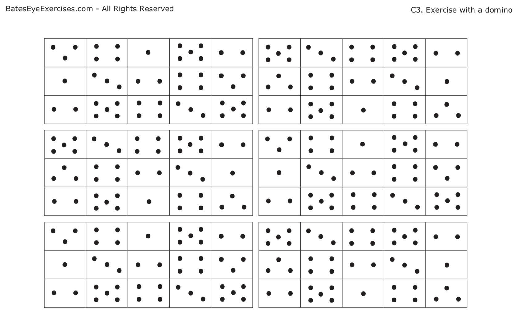 Domino chart used in eye movement exercise C3