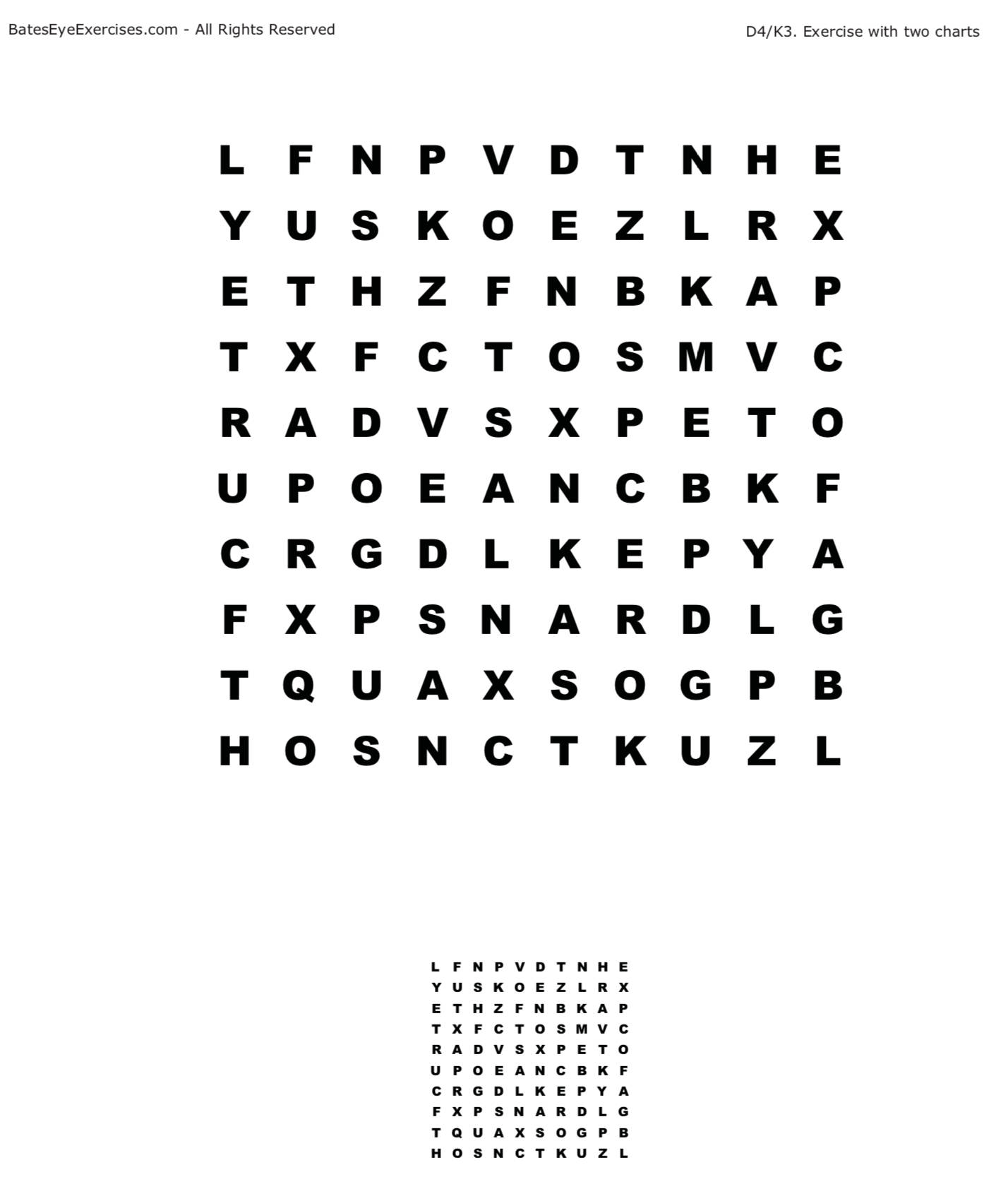 Large and small letter charts for near-far exercise D4